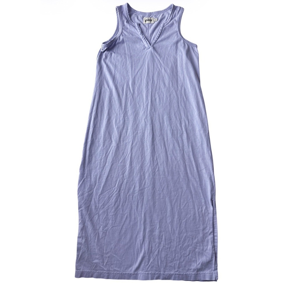 Pact Organic Cotton Midi Dress Size Medium Pastel Purple Sleeveless Notch Neck